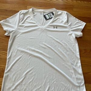 Under Armour White V-Neck Short Sleeve Tee